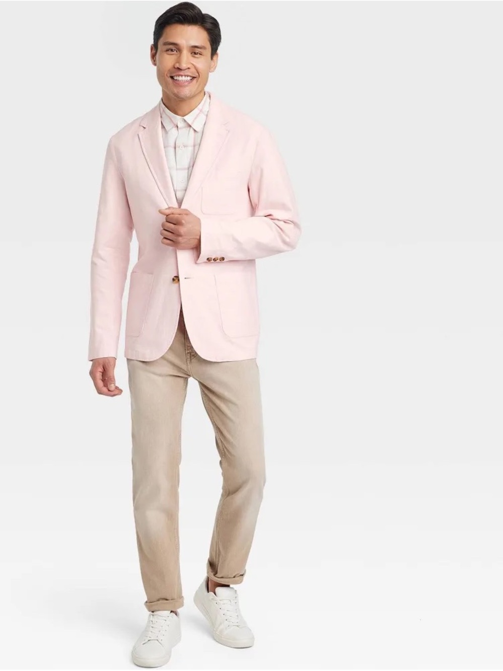 Goodfellow & Co Light Pink Cotton-Linen Blend Blazers